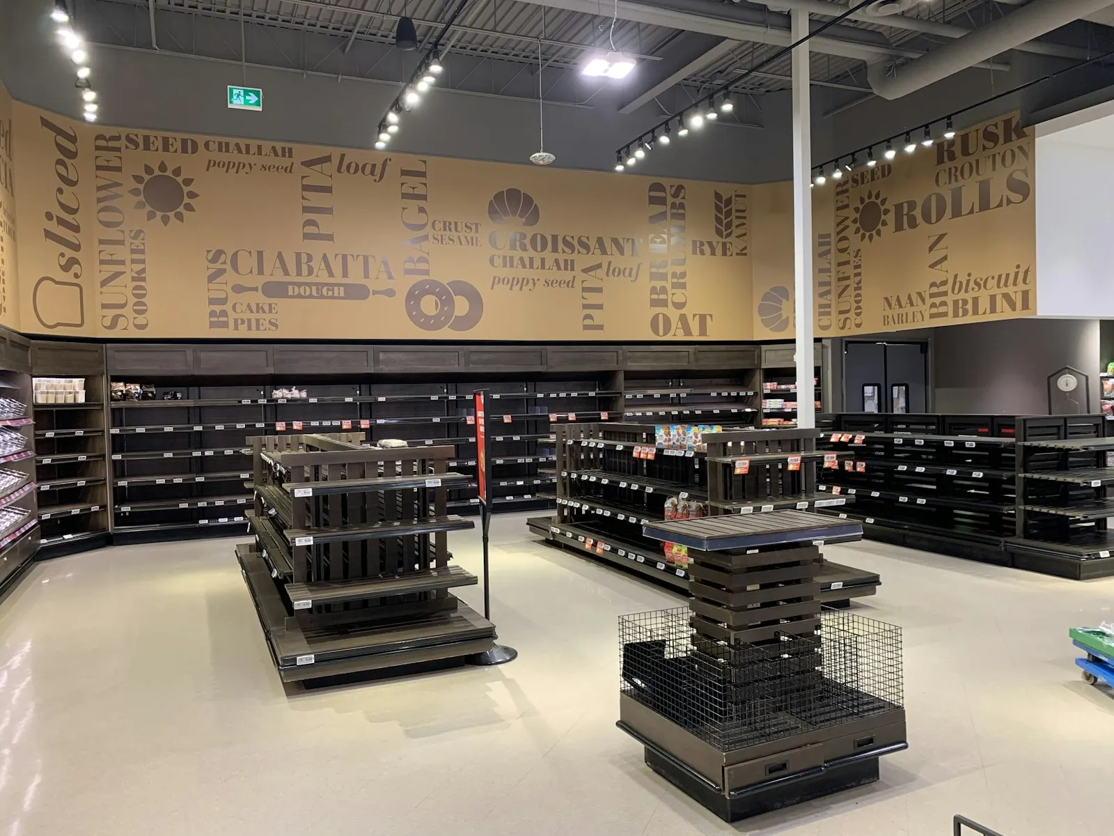 The interior of a retail store with shelving and fixtures