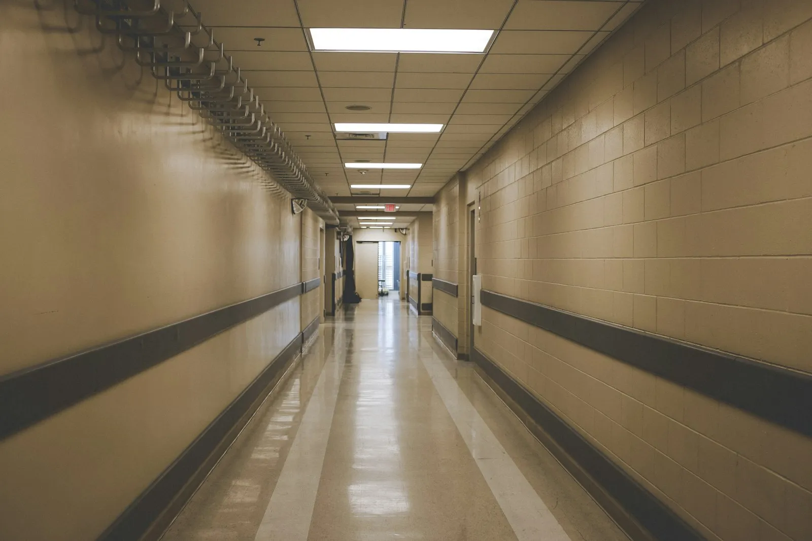 A corridor in an educational building